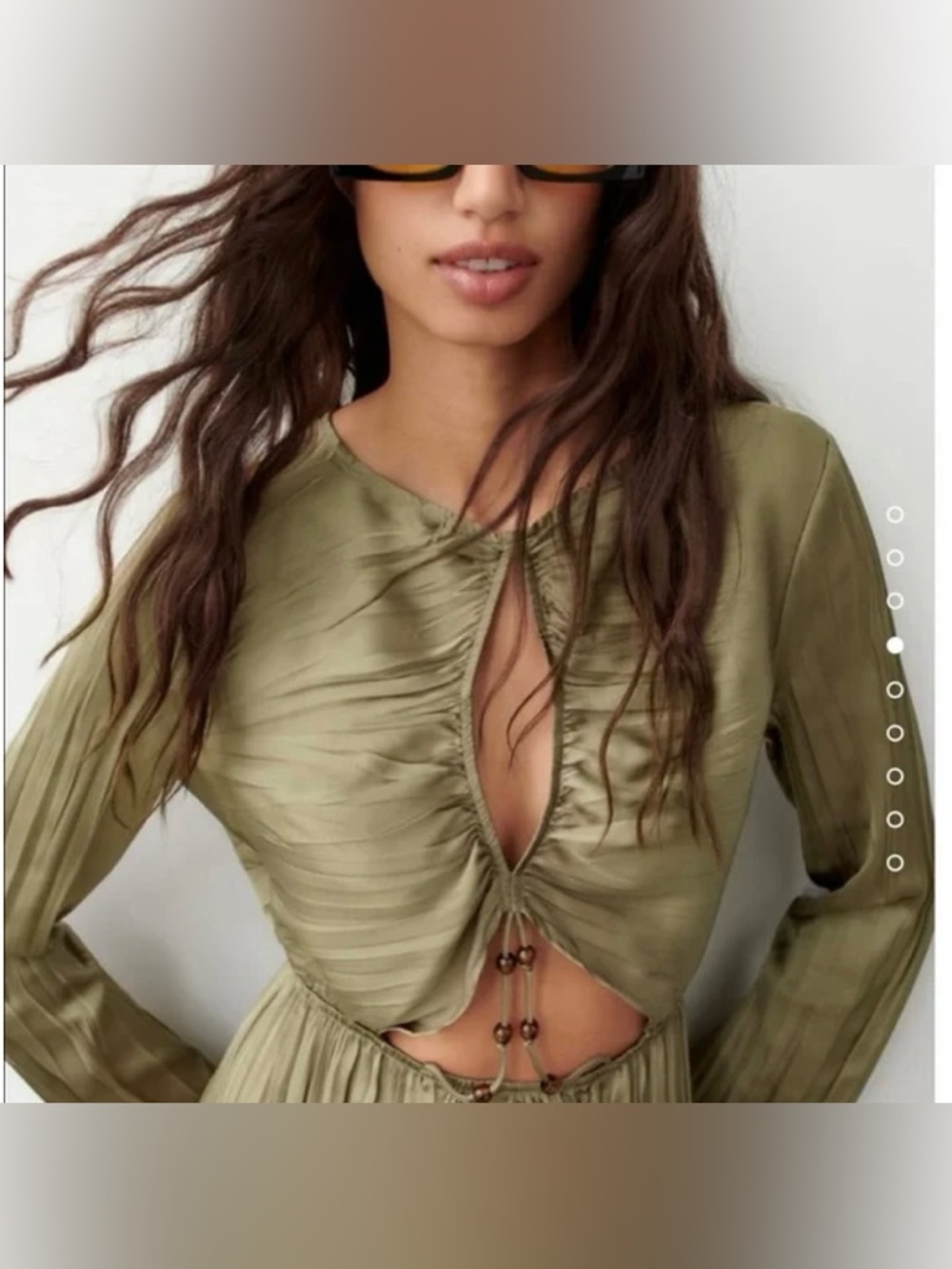 ZARA WRINKLE SATIN EFFECT CUT OUT MIDI DRESS (Customized) - Picture 6 of 12